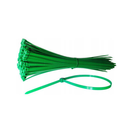 Хомуты, 200 х 3,6 мм, пластиковые, зеленые, 100 шт. - Артикул 4551211