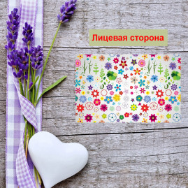 Мини открытка - карточка "Яркие рисованные цветы", бирка для подарков, односторонние, 20 шт