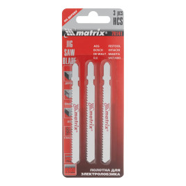 Полотна для электролобзика по дереву, 3 шт, 75 х 2.5 мм, HCS, EU- хвостовик