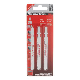 Полотна для электролобзика по дереву, 3 шт, 75 х 2.5 мм, HCS, EU- хвостовик