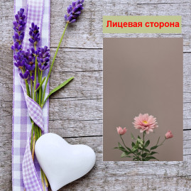 Мини открытка - карточка "Розовый цветок", бирка для подарков, односторонние, 20 шт