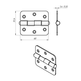 Петля накладная ПН5-60, белая, 2 шт.