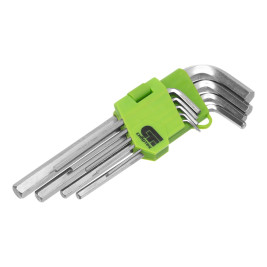 Набор ключей имбусовых (шестигранников) HEX, 1,5-10 мм, 45x, закаленные, 9 шт, удлиненные