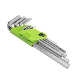 Набор ключей имбусовых (шестигранников) HEX, 1,5-10 мм, 45x, закаленные, 9 шт, удлиненные