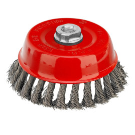 Щетка для УШМ, 125 мм, М14, "чашка", крученая проволока 0,5 мм