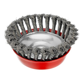 Щетка для УШМ, 125 мм, М14, "чашка", крученая проволока 0,5 мм