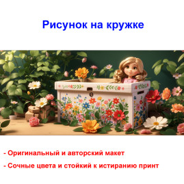 Кружка премиум с принтом "Кукла в коробке, мультипликация", авторский дизайн, 330 мл, белая, Orca, 1 шт, 200054