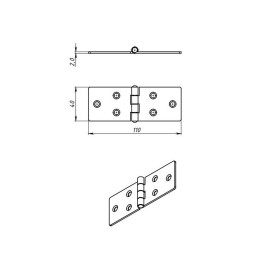 Петля карточная 110х40, цинк, 2 шт.