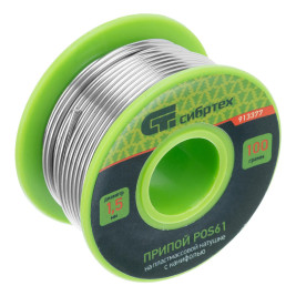 Припой с канифолью, D 1,5 мм, 100 г, POS61, на пластмассовой катушке.