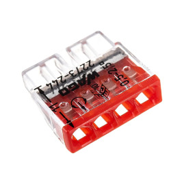 Клемма 4 контактная, компактная, с пастой 0.5-2.5 мм, 2273-244 WAGO, 10 шт