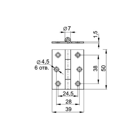 Петля карточная 50х40, цинк, 2 шт. - Артикул 9154611