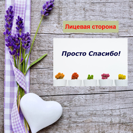 Мини открытка - карточка для покупателей "Пять кактусов, Просто Спасибо!", односторонние, 20 шт - Артикул 210293