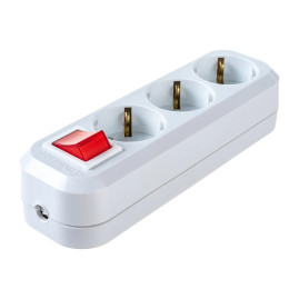 Колодка розеточная электрическая 3-х местная с кнопкой Makel