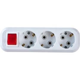 Колодка розеточная электрическая 3-х местная с кнопкой Makel