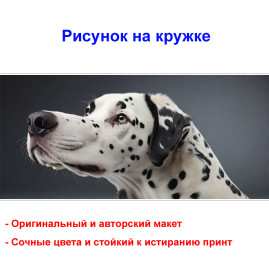 Кружка премиум с принтом "Милый далматинец", авторский дизайн, 330 мл, белая, Orca, 1 шт, 200095