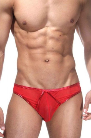 Мужские трусы-слипы с блестящей окантовкой - Артикул 387452