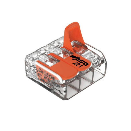 Соединительная 3-х проводная клемма WAGO 221-413 10 шт - Артикул 221-413