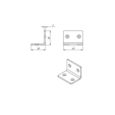 Уголок мебельный, 30х30х40 мм, цинк, 10 шт. - Артикул 4651111