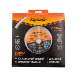 Диск алмазный отрезной сегментный Sparta EUROPA Standard, сухая резка, 230 х 22,2 мм