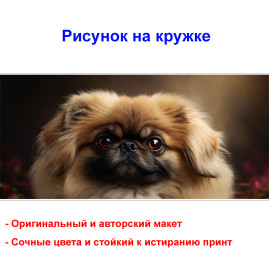 Кружка премиум с принтом "Мордочка пекинеса", авторский дизайн, 330 мл, белая, Orca, 1 шт, 200111