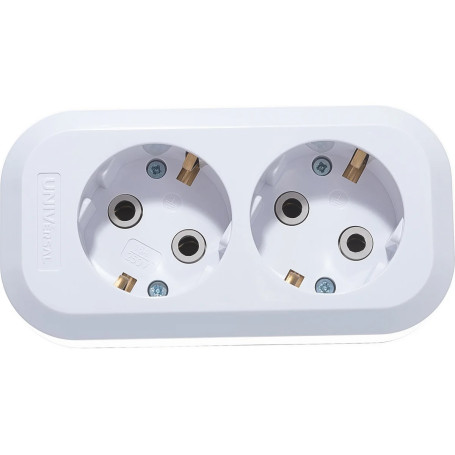 Колодка розеточная электрическая 2-х местная с/з UNIVersal - Артикул 10101021