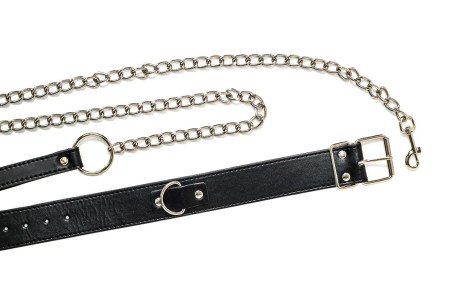 Черный ошейник с поводком Wild - Артикул 224450