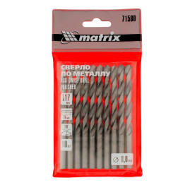 Сверло по металлу, 8 мм, полированное, HSS, 10 шт, цилиндрический хвостовик