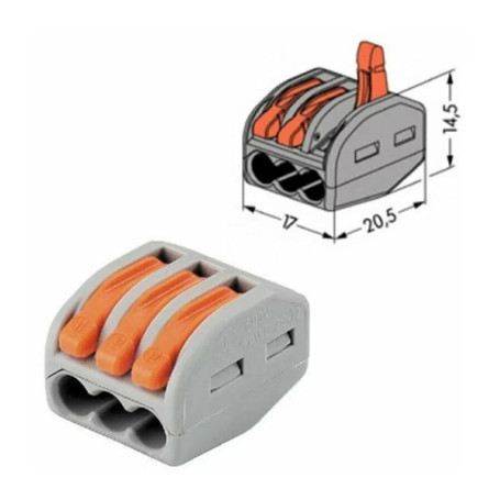 Соединительная клемма с рычажком WAGO 222-413 3-х проводная, 400В, 32А, 10 шт. - Артикул 222-413