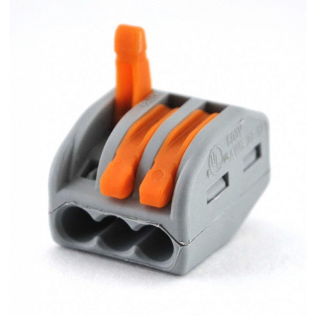 Соединительная клемма с рычажком WAGO 222-413 3-х проводная, 400В, 32А, 10 шт. - Артикул 222-413