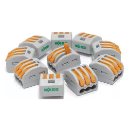 Соединительная клемма с рычажком WAGO 222-413 3-х проводная, 400В, 32А, 10 шт.