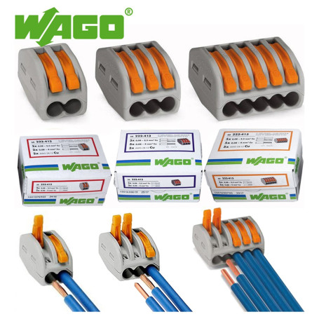 Соединительная клемма с рычажком WAGO 222-413 3-х проводная, 400В, 32А, 10 шт. - Артикул 222-413