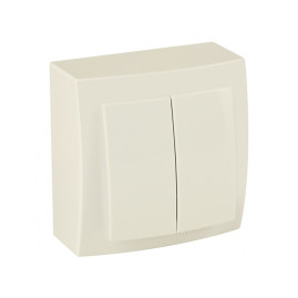 Выключатель двухклавишный открытой проводки цвет Бежевый NILSON