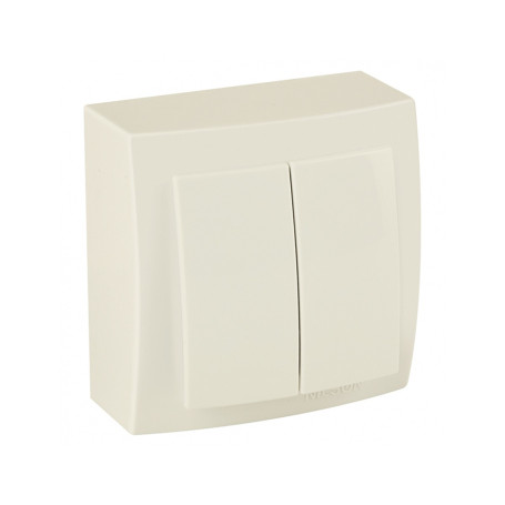 Выключатель двухклавишный открытой проводки цвет Бежевый NILSON - Артикул 26121003