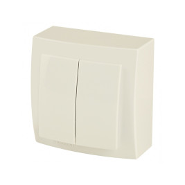 Выключатель двухклавишный открытой проводки цвет Бежевый NILSON