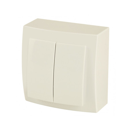 Выключатель двухклавишный открытой проводки цвет Бежевый NILSON - Артикул 26121003