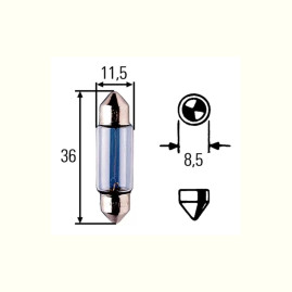 Лампа автомобильная накаливания C5W, 24V, 5Вт, SV8.5-8, HELLA - 1 шт