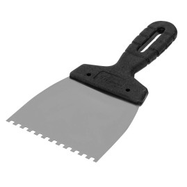 Шпатель из нержавеющей стали, 100 мм, зуб 4 х 4 мм, пластмассовая ручка