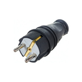 Вилка с/з прямая герметичная каучук IP44