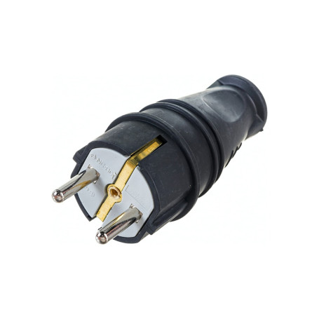 Вилка с/з прямая герметичная каучук IP44 - Артикул BS-163