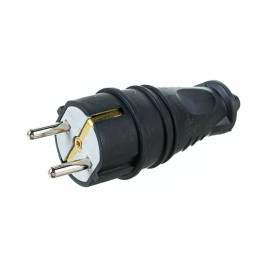 Вилка с/з прямая герметичная каучук IP44